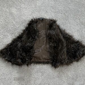 bebe Vintage Faux Fur Jacket in Dark Brown